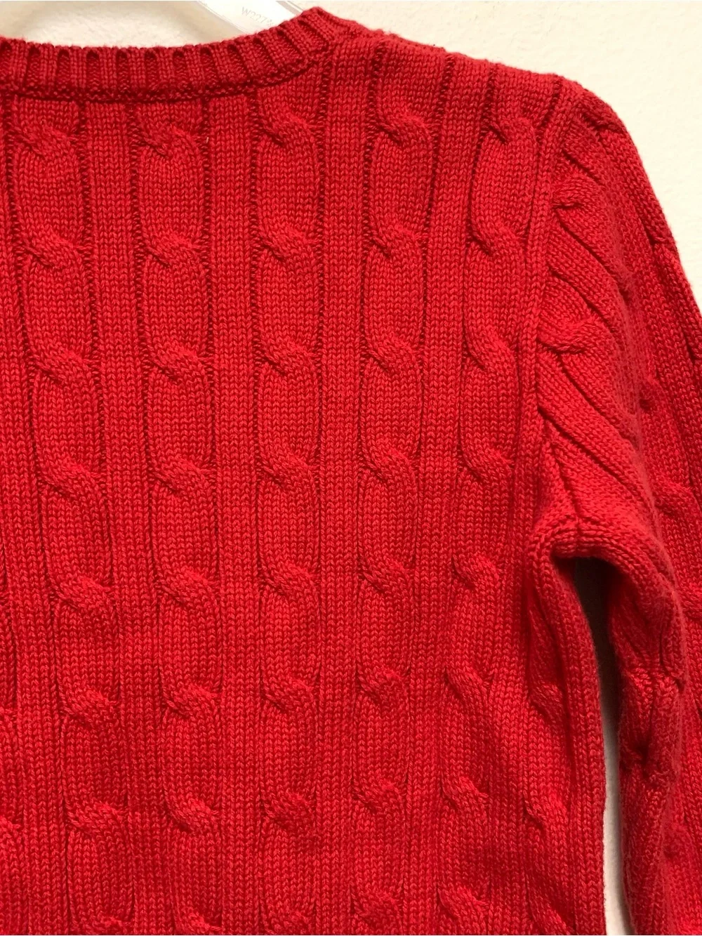 Polo Ralph Lauren Cable Knit Red Crew Neck Long Sleeve Sweater Youth Size 5